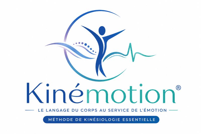 Logo officiel Kinémotion®, méthode de kinésiologie essentielle développée et enseignée par l'Institut AS en Suisse.